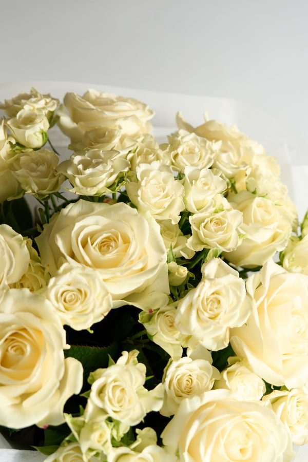The Classic Rose bouquet with cream and white roses by DV Flowers