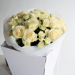 The Classic Rose bouquet with cream and white roses by DV Flowers