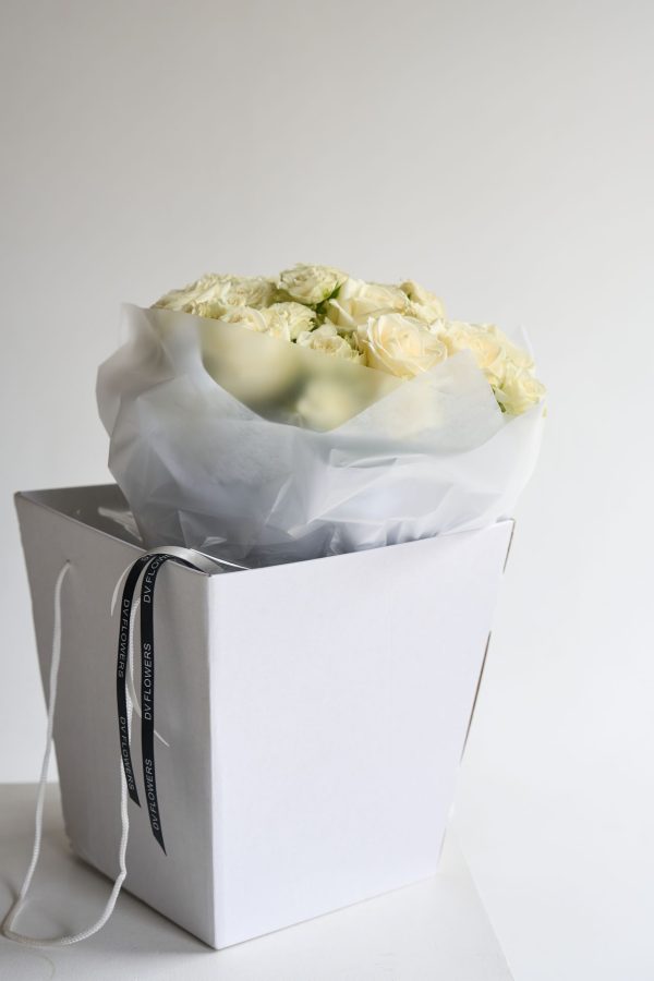 The Classic Rose bouquet with cream and white roses by DV Flowers
